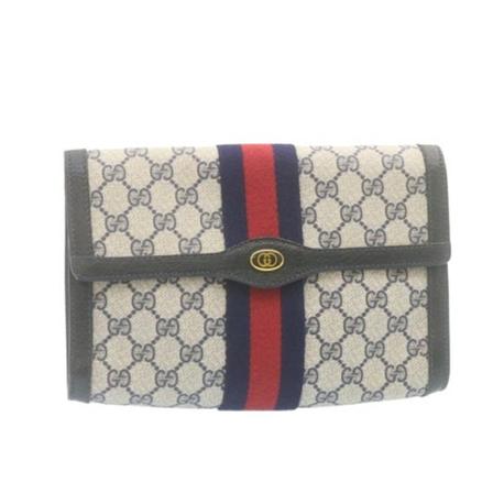 Gucci Vintage, Pre-owned Clutch Blauw, Dames, Maat:ONE Size,leer