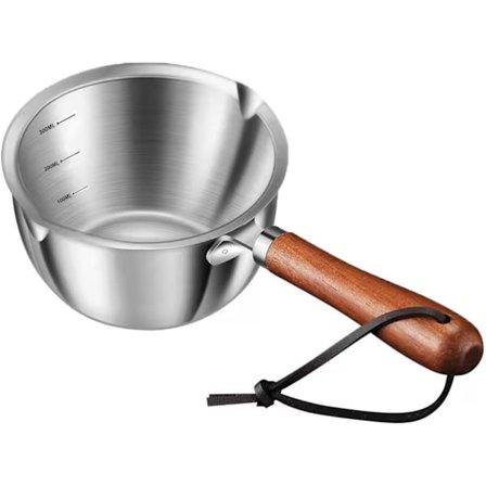Smørvarmer, mælkevarmer i rustfrit stål, mini smeltegryde med dobbelte indløb, til madlavning på komfur (300 ml)