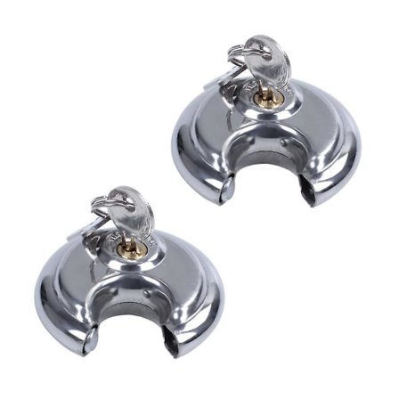 2x Hänglås Kraftiga 70mm Runda Cirkulära Diskhänglås Med 2 Nycklar [DB]