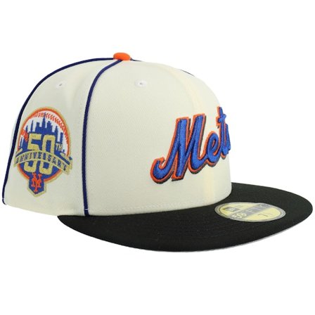 New Era - MLB Beige fitted Casquette - "Hatstore Exclusive x New York Mets 59FIFTY 50 Anniversary Chrome/Black Fitted " @ Hatstore