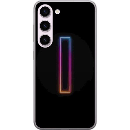 Kompatibel Mobilcover til Samsung Samsung Galaxy S23 Minimalistisk neonbogstav I i regnbuefarver mod mørk baggrund