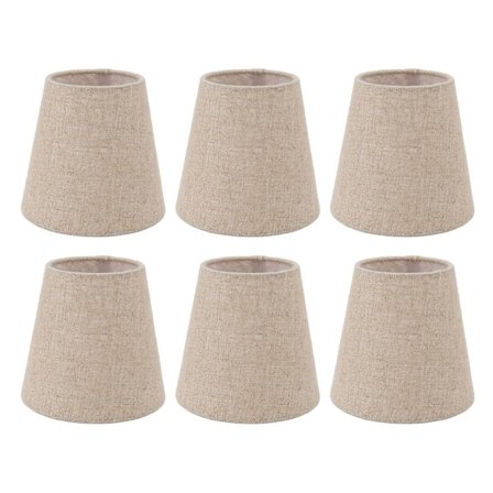 6 st små lampskärmar klämma fast trumma linne tyg lampskärm för ljus lampor belysningstillbehör