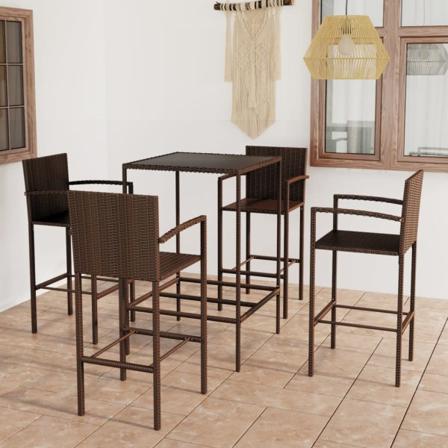 Bargrupp För Trädgården 5 Delar Konstrotting Brun