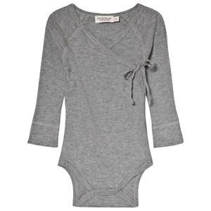 Kids - MarMar Copenhagen Gray Melange Rib Wrap Body 4-6months/68cm - All in ones - 4-6months/68cm - Grey