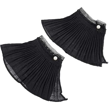 1 Par Falske Mansjetter - Svart, Chiffon Mansjetter, Plisserte Chi