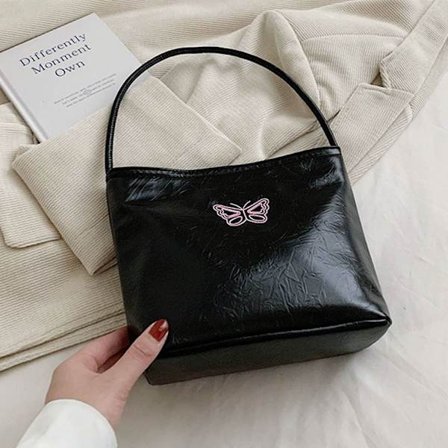 Sølv Bucket Bag Underarm Taske SORT BUTTERFLY BUTTERFLY
