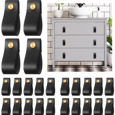 24 Stykker PVC Lær Skuffe Knotter Håndlagde PVC Lær Skap Knotter Skap Møbel Knotter Trekk Håndtak Garderobe Dørhåndtak Knotter