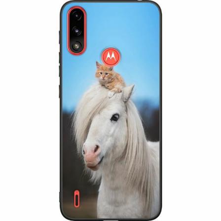 Motorola Moto E7i Power Svart Skal Häst & Katt