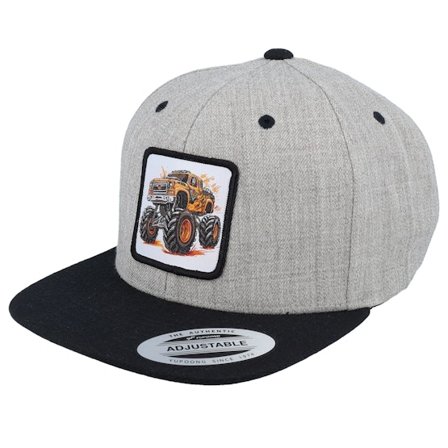 Kiddo Cap - Grå snapback Caps - Kids Monster Truck Orange Grey/Black Snapback @ Hatstore