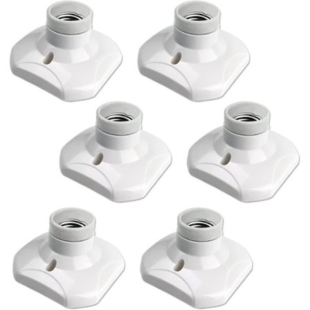【PP】E27 skruebar loftkontakt, E27 garageudtag, AC 220-240V, udtagsholder, hvid plastlampefod, sæt med 6 6 stk.