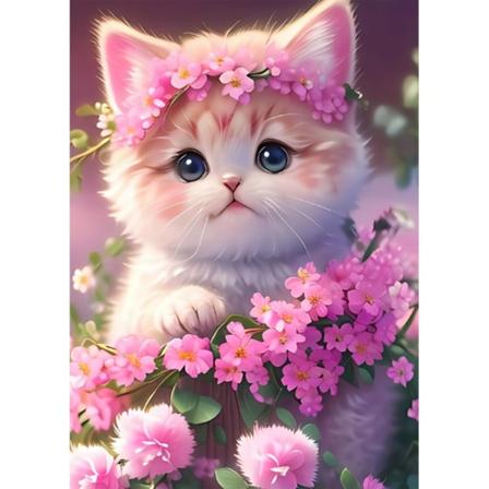 (30x40 cm) Cat Diamond Painting Kit til voksne og børn, 5D Full R