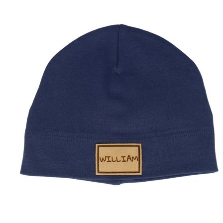 Babybugz - Blå traditionalbeanie Beanie - Kids Baby With Engraved Suede Patch Nautical Navy Beanie @ Hatstore