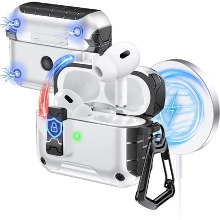 iPhone AirPods 4, Bluetooth Stand Flip-Top Beskyttelsesetui, TPU+PC Øretelefonetui, Hvid