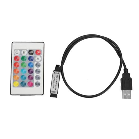 5-24V 24-näppäimen RGB LED-valonauha Langaton kaukosäädin USB 6A Lamppuefekti IR-ohjain (0,5 m)
