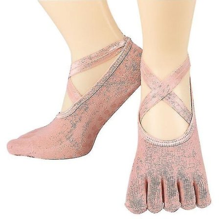 2 Par Yoga Sokker for Kvinner - Sklisikre Fem-Tå Sokker - Rosa