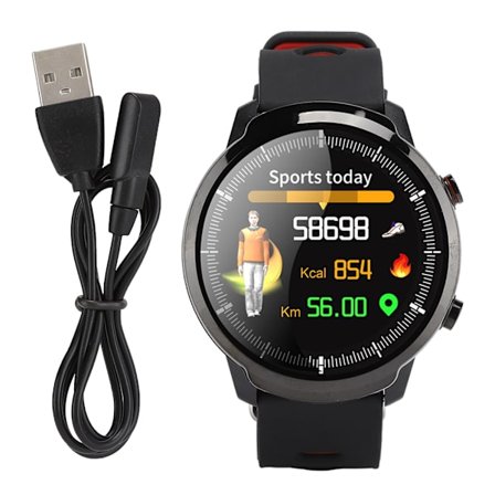 L3 1,3-tommers 240x240 skjerm intelligent hjertefrekvensdeteksjon IP67 vanntett klokke svart og rød