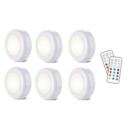 LED-spotit 6 kpl + 2 kaukosäädintä Valkoinen