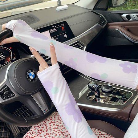 Sommar Ice Silk Hög Skönhet Internet Kändis Solskyddsärmar för Kvinnor Körning, Cykling, Utomhus UV-skydd, Armskydd, Tunna Ärmar