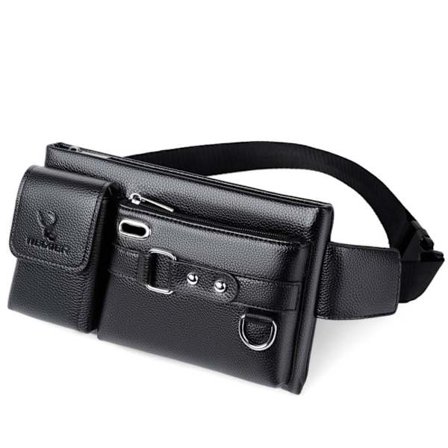 Crossbody Brysttaske Talje Fanny Pack Med Hul til Hovedtelefoner - Sort