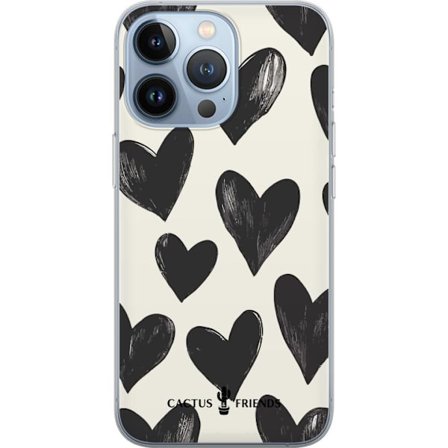 Kompatibel Mobilcover til Apple Apple iPhone 13 Pro Cactus and Friends - Bold Black Love Pattern