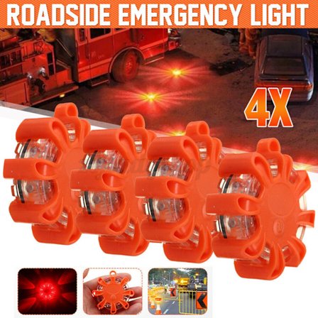 4 stk. 8 LED Varsellys Strobelys Trafikksikkerhet Nødblink Magnetisk