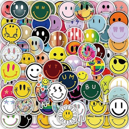 100 stk. Søde Smiley Ansigts Klistermærker, Vandtætte Vinyl Klistermærker med Glade og Positive Symboler til Scrapbooking, Laptop, Telefon, Journal, 