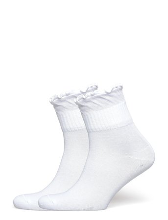 Weekday 2-Pack Frill Edge Cotton-Blend Socks - White - 36-38