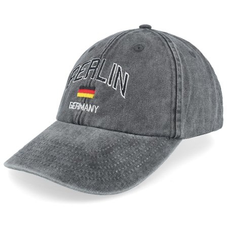 Iconic - Nero unconstructed Cappellino - Berlin Germany Washed Black Dad Cap @ Hatstore