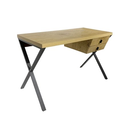 Skrivebord med 2 skuffer, naturtræ, 120x60x76 cm