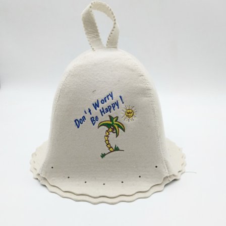 (1 stk) Naturlig Kokosnødt Tekstil Sauna Hat - Økologisk Uld Filt H