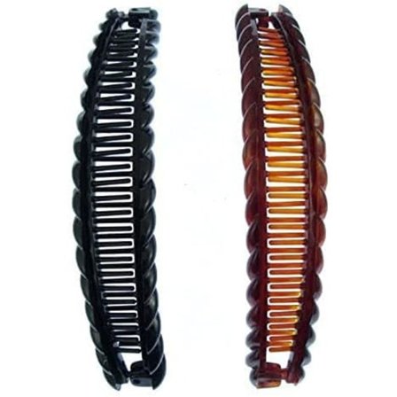 unikt svart och brunt fel långt bananhårsklämma dubbelköp