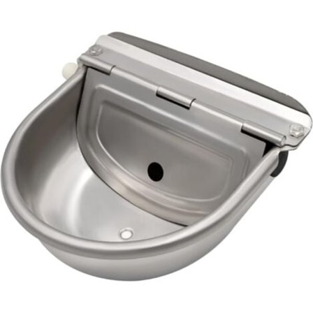 Vannautomat i rustfritt stål med dreneringsplugg og justerbar flottørventil for hest, hund, storfe, geit, sau, gris, automatisk drikkekar for husdyr/