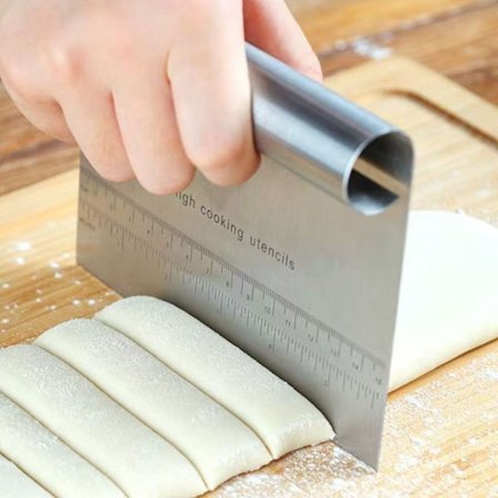 Dejskraber i rustfrit stål, metalbænkskraber til bagning og køkken, multifunktionelt værktøj til skæring, æltning, rengøring, tåler opvaskemaskine, 