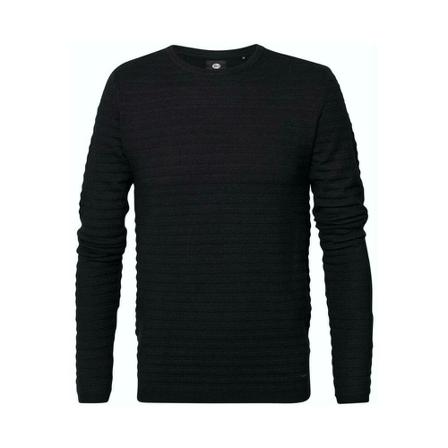 Petrol, Round-neck Knitwear Zwart, Heren, Maat:S