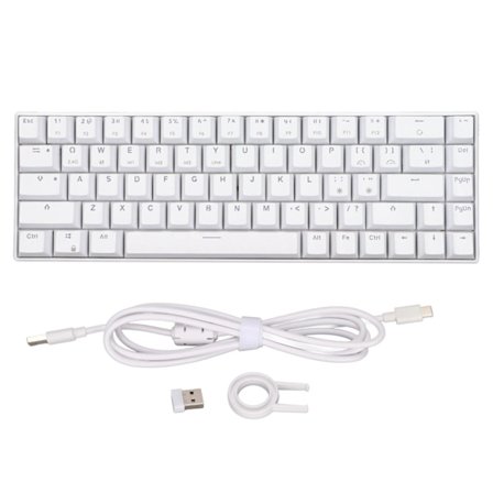 Trådlöst 2,4 G mekaniskt tangentbord vitt 68 tangenter Snabbt svar Trådlöst spelande tangentbord för Windows för Android för IOS Bruna brytare