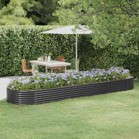 Vidaxl Odlingslåda Pulverlackerat Stål 396x100x36 Cm Antracit Antracit