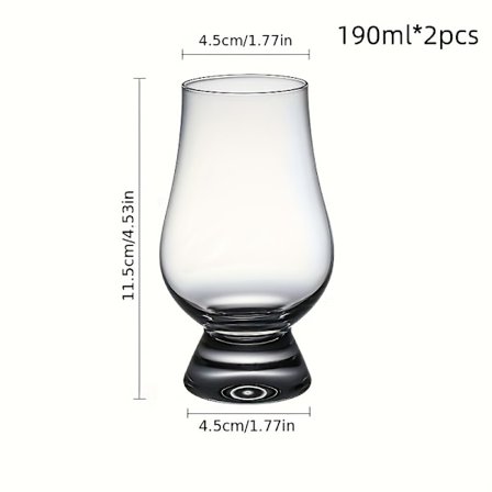 2 stk. 200 ml whisky smageglas – lækagesikre, genanvendelige ovalformede glas til spiritus