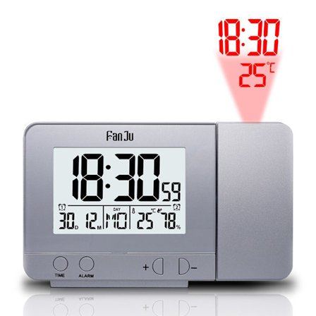 Digital projektor väckarklocka silver