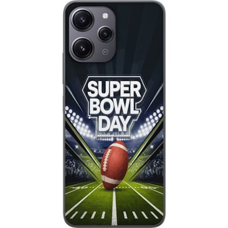 Yhteensopiva Puhelinkuori Xiaomi Redmi 12 Super Bowl Day juliste, jossa amerikkalainen jalkapallo valaistuksella varustetulla areenalla dramaattisessa