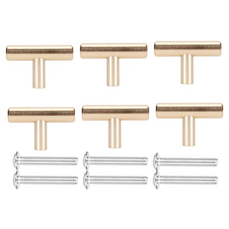 Kultaiset vetimet laatikoihin, 6 kpl, T-muotoiset, alumiiniseosta, eurooppalaistyyliset, huonekalujen varaosat