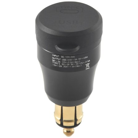 Motorcykel Vandtæt Hurtigoplader med Usb Type-C Port 12V/24V Qc3.0 Strømadapter Din Stikkontakt til Sort