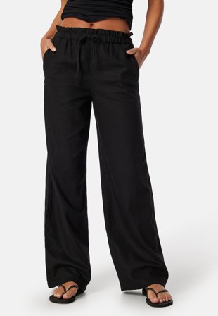 ONLY Onlcaro Wide Linen Bl Pant Black Klær