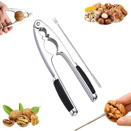 Nötknäppare - Rostfritt stål - Valnöt/Nötknäckare - Valnötsknäppare - Gaffel med Massaextraherare