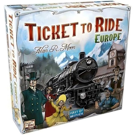 Ticket to Ride Europe brädspel, roligt familjestrategispel för barn och vuxna, från 8 år, 2-5 spelare
