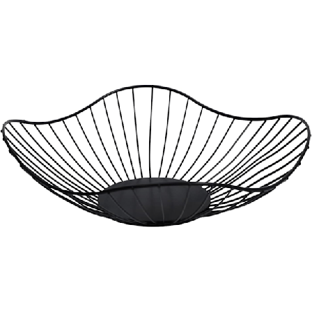 Sort frugtfad, metaltråd frugtkurv til opbevaring af frugt og grøntsager, minimalistisk frugtskål til køkkenbordet