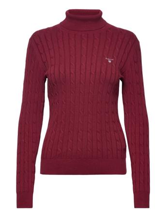 Stretch Cotton Cable Turtle Neck Turtleneck Rullekravetrøje Burgundy GANT