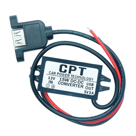IC DC 12V till 5V 3A 15W USB-utgångsströmförsörjningsadapterkonverteringsmodul F Svart