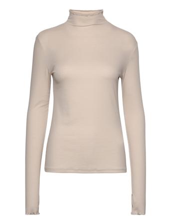 Rib Mock Neck Top T-shirts & Tops Long-sleeved Beige Filippa K*Betinget Tilbud