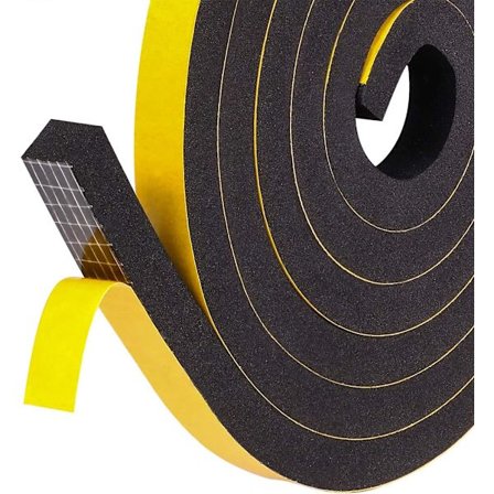 Dør- og vindustetningslist, tetningslist av gummiskum, 12 mm x 10 m