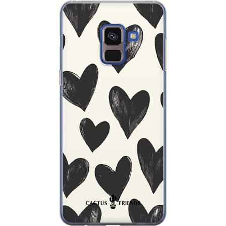 Kompatibelt Mobildeksel til Samsung Samsung Galaxy A8 (2018) Cactus and Friends - Bold Black Love Pattern